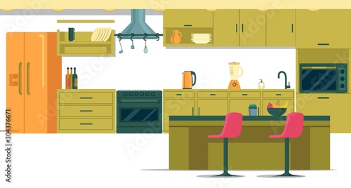 Spacious Well-equipped Kitchen with Kitchen Island