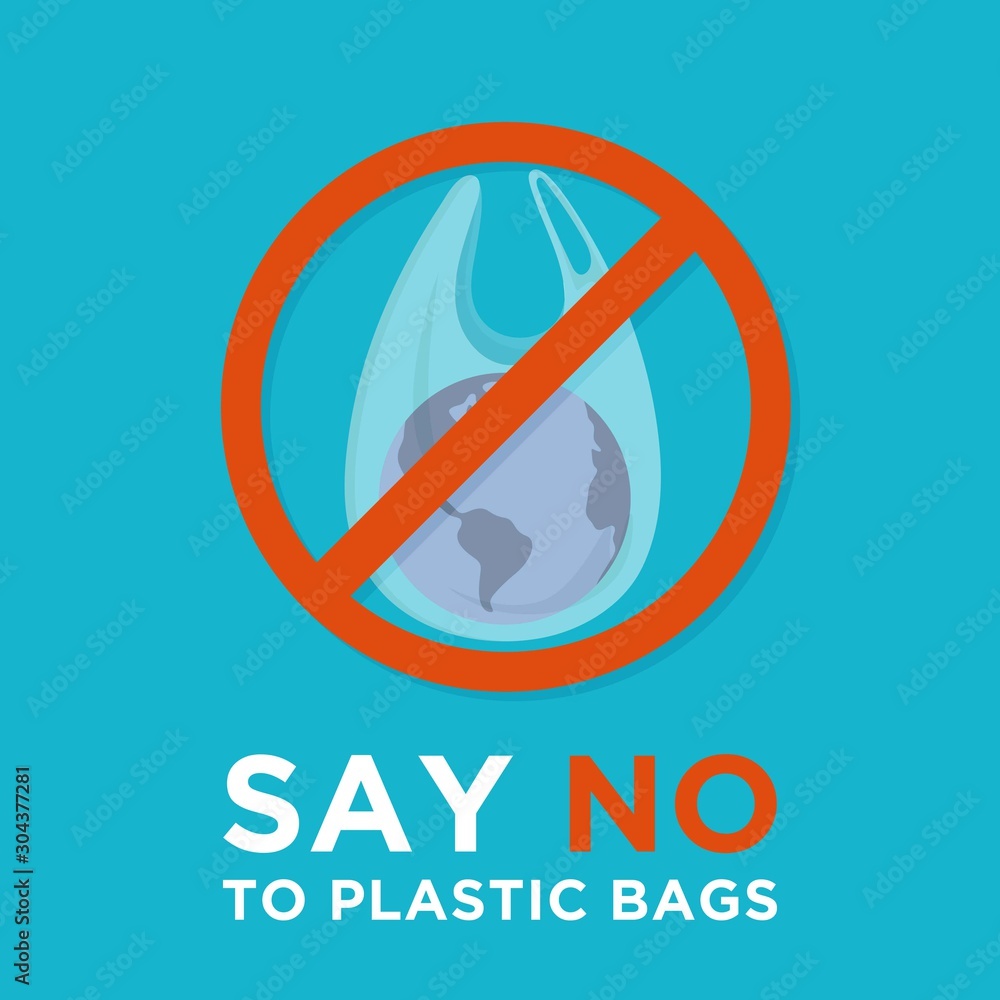 Say no to plastic bags. Ecology conversation. Zero waste. White