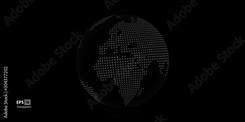 Vector Globe with World Map transparent. 3D Planet Earth Collection with Continents background