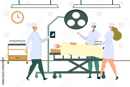 Surgeon Doctor in Coat Operating Patient Stomach