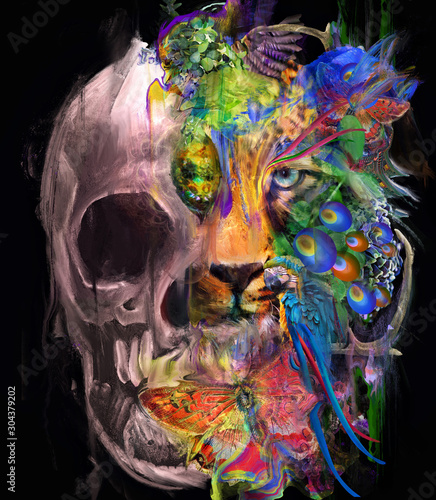 Illustrations depicting human and natural worlds