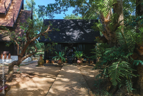 Buildings architecture in Baan Dam Museum, the black house or black temple in Chiang Rai photo