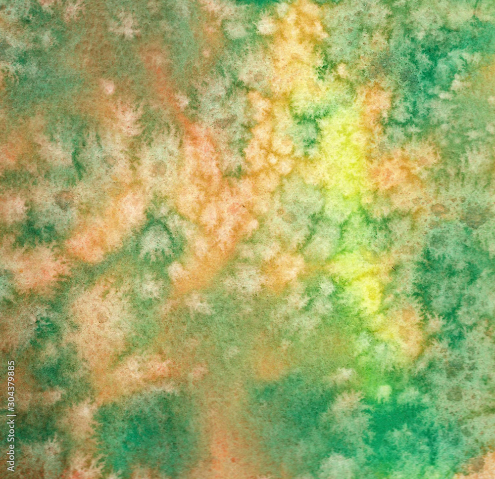 watercolor background abstract illustration orange green