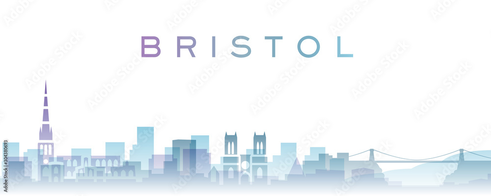 Naklejka Bristol Transparent Layers Gradient Landmarks Skyline