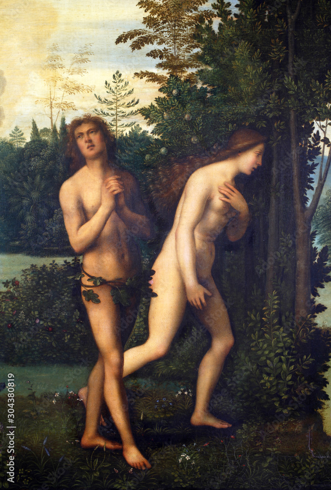 Mariotto Albertinelli: Expulsion of Adam and Eve from paradise - obrazy, fototapety, plakaty 