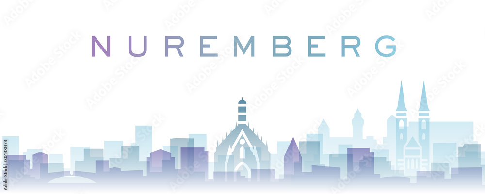 Obraz premium Nuremberg Transparent Layers Gradient Landmarks Skyline