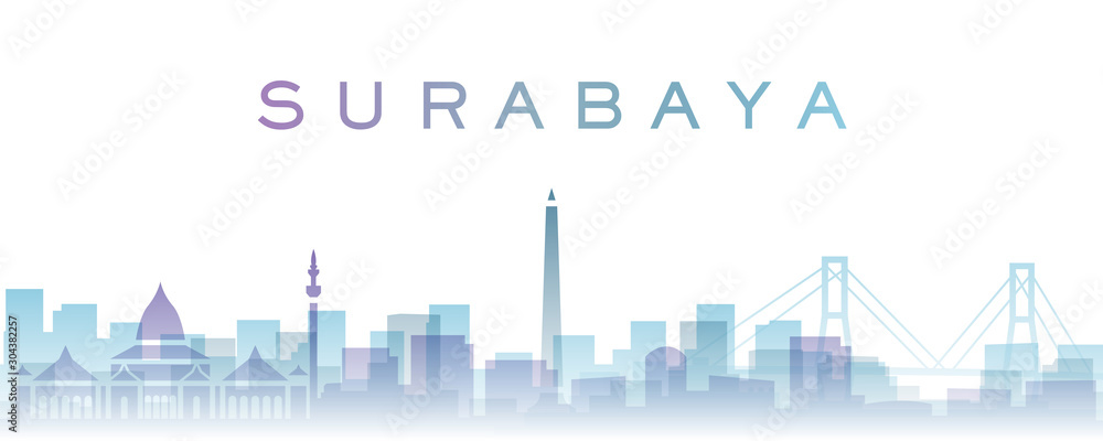 Surabaya Transparent Layers Gradient Landmarks Skyline