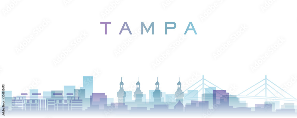 Tampa Transparent Layers Gradient Landmarks Skyline