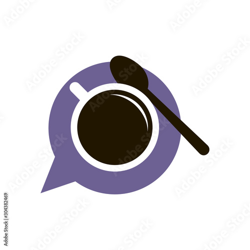 A Cup of Coffee with House tag, top view, realistic vector