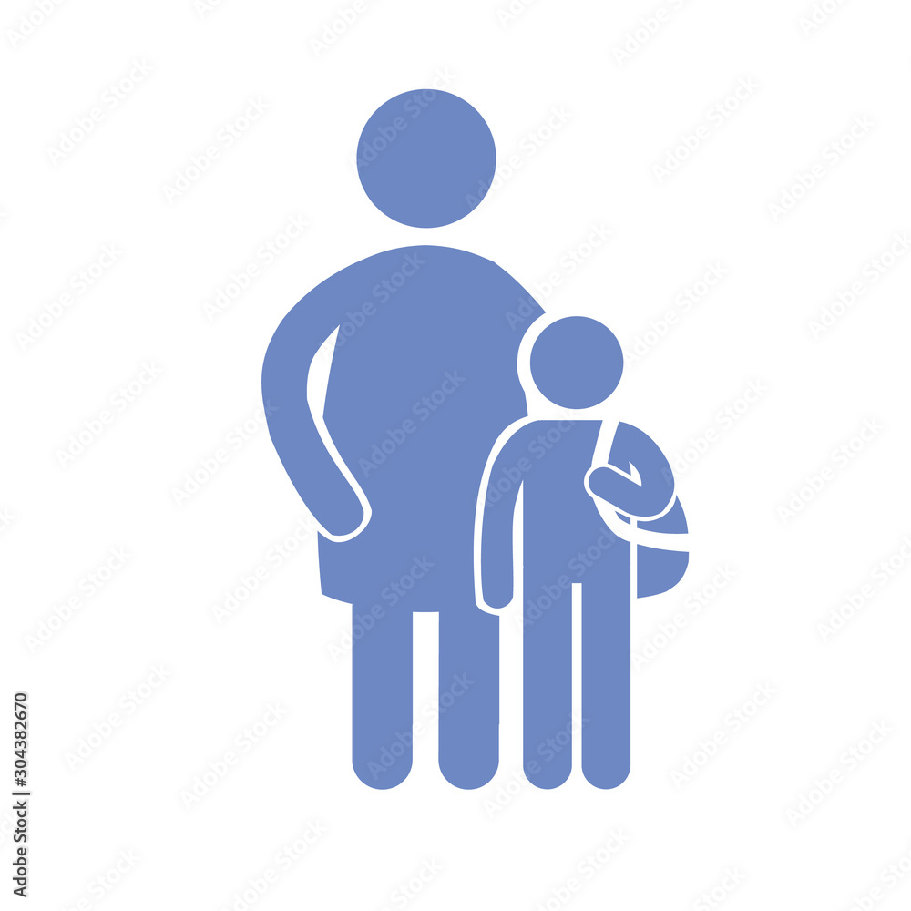 vector, isolated silhouette, father and son on white background vector, isolated silhouette, father and son on white background
