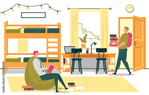 University Students Prepare for Exams in Dormitory