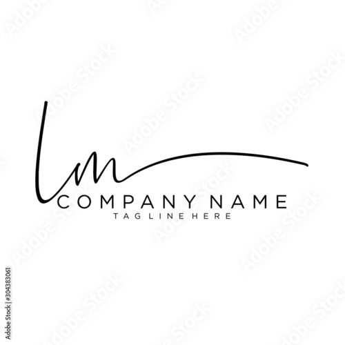 Initial letter LM Signature handwriting Logo Vector
