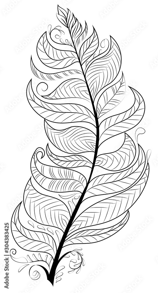 Coloring or tatoo of abstract feather