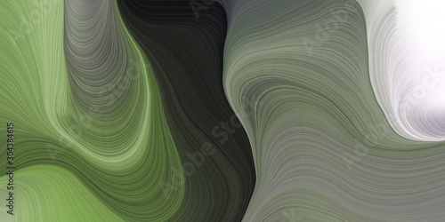 elegant curvy swirl waves background design with dim gray, light gray and very dark green color