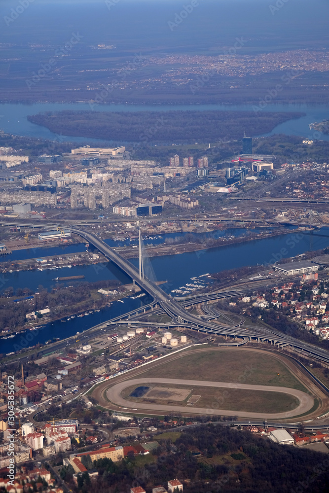Fototapeta premium Aerial view of Belgrade, capital of Serbia