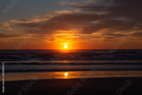 dramatic ocean sunrise at Rivazzurra  Rimini Italy  beach