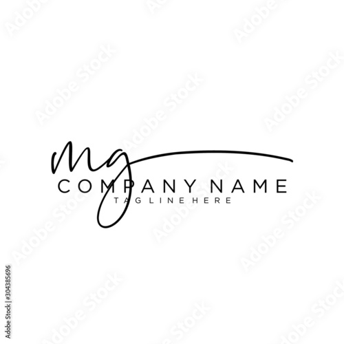 Initial letter MG Signature handwriting Logo Vector
