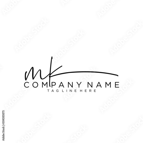 Initial letter MK Signature handwriting Logo Vector photo