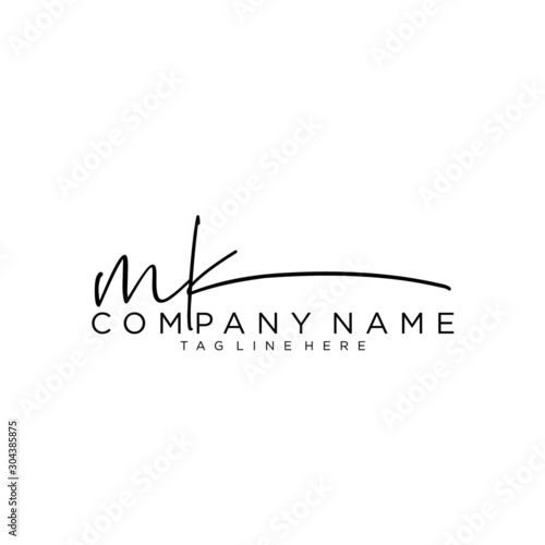 Foto Initial letter MK Signature handwriting Logo Vector