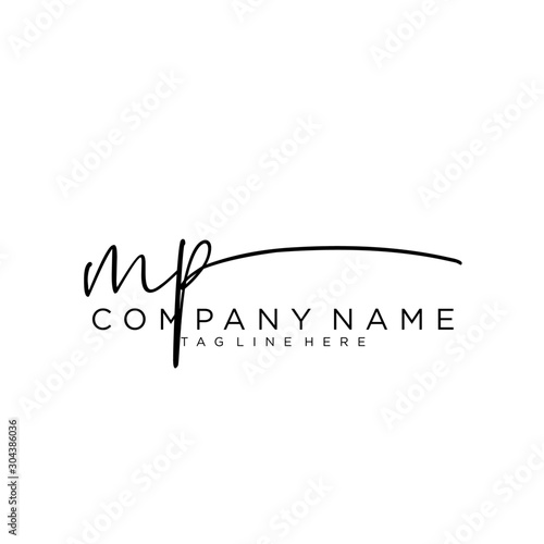 Tableau sur toile Initial letter MP Signature handwriting Logo Vector