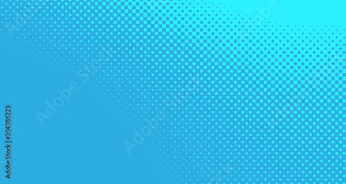 Blue halftone pop art background abstract vector comics style blank layout template with clouds beams and isolated dots pattern. For sale banner for your designe 1960s. with copy space eps10