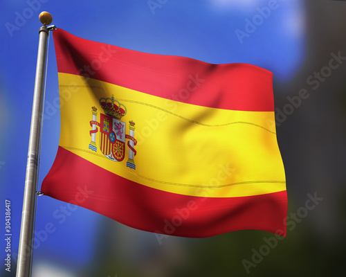Spain Flag in the Wind