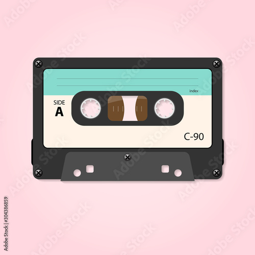 vector illustration of cassette tape in retro style