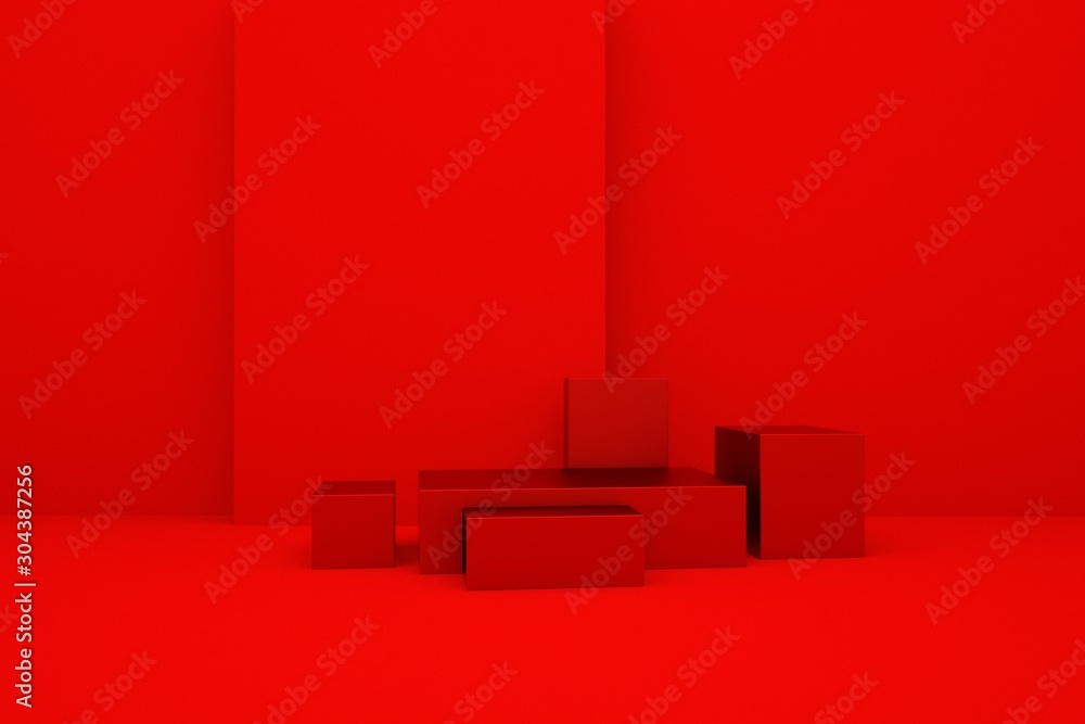 3D rendering of the red geometric background can be used for commercial advertising 3D rendering of the red geometric background can be used for commercial advertising
