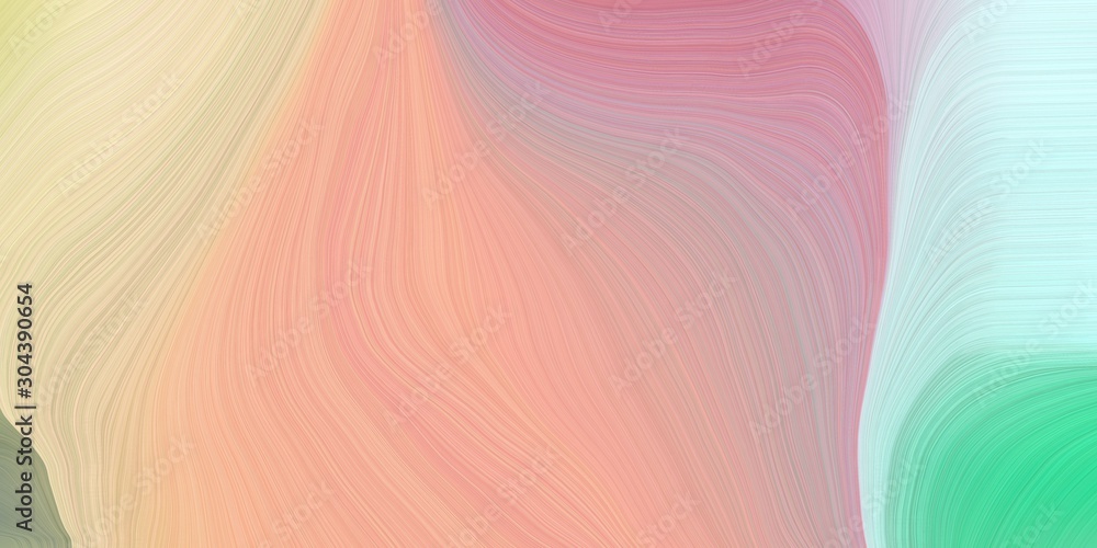 Fototapeta premium elegant curvy swirl waves background design with tan, burly wood and pale turquoise color