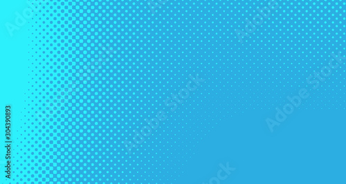 Blue halftone pop art background abstract vector comics style blank layout template with clouds beams and isolated dots pattern. For sale banner for your designe 1960s. with copy space eps10