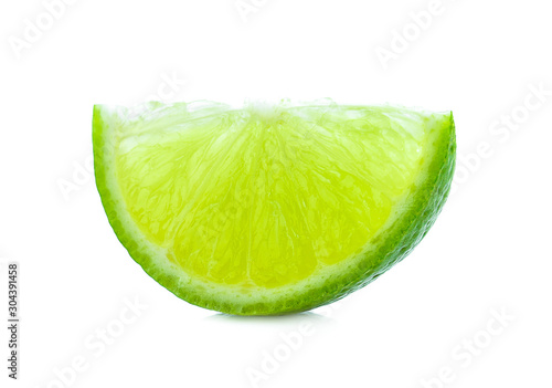 Piece lemon on white background