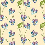 Pansy or daisy flower.Watercolor botanical illustration. Good for cosmetics, medicine, treating, aromatherapy, nursing, package design, field bouquet. Seamless patterns.