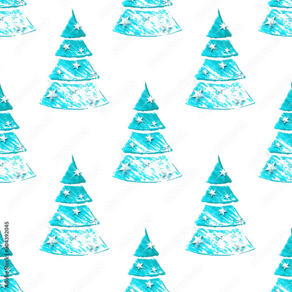 Obraz premium Realistic blue paint christmas tree pattern