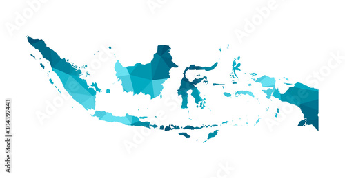 Photo Vector isolated illustration icon with simplified blue silhouette of Republic of Indonesia map