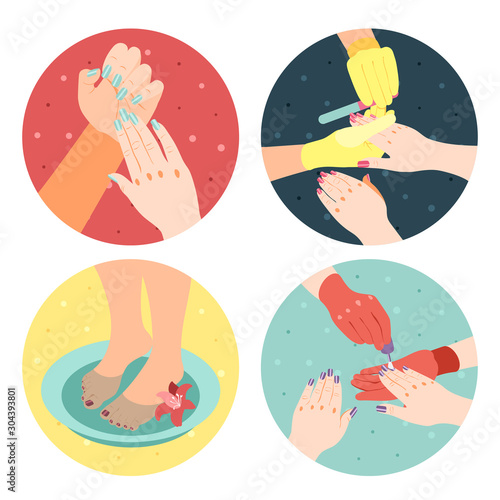Manicure Isometric Icons Set