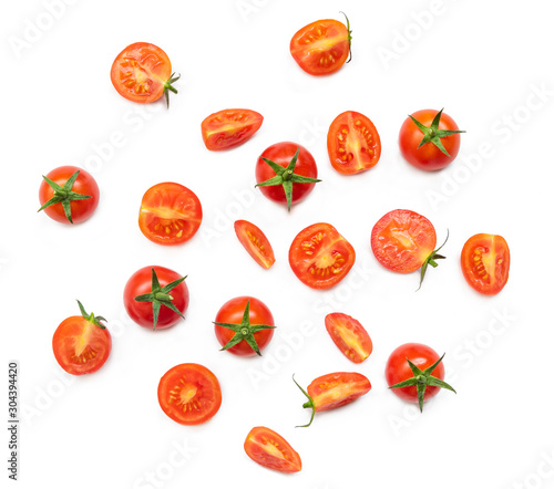 Fototapeta Naklejka Na Ścianę i Meble -  red tomatoes with white background. Group of tomatoes