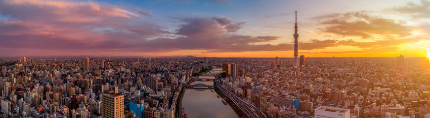 Wandcirkels Tokio Panorama Tokio skyline bij dageraad  © fenlio