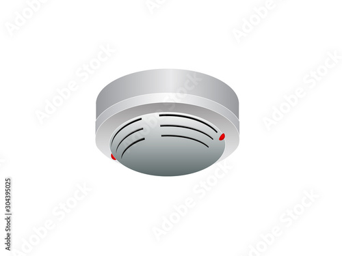 Ceiling smoke detector isolated on a white background. Vector illustration.