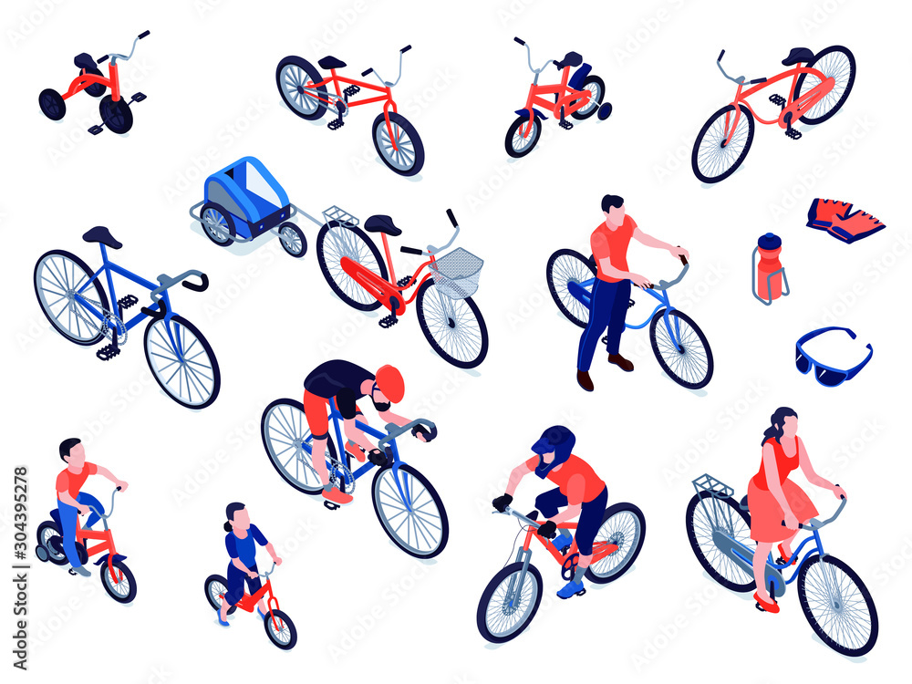 Naklejka premium Bicycles Isometric Set 