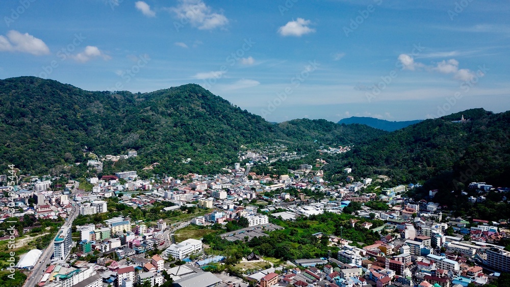 Naklejka premium Aerial view of the time mountains Thailand