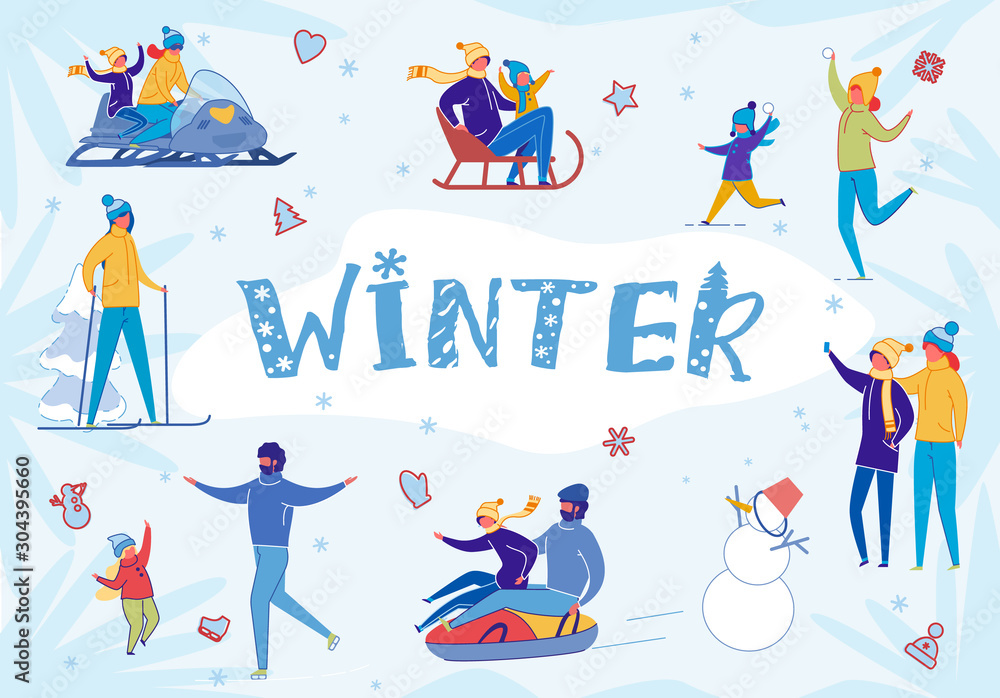 People Having Fun Enjoying Winter Snow Activity. People Having Fun Enjoying Winter Snow Activity.