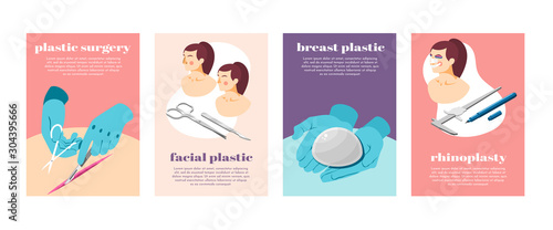 Plastic Surgery Isometric Icons Set