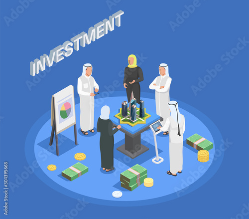 Arab People Isometric Composition