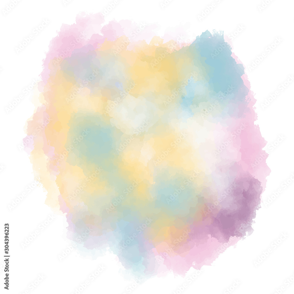 Watercolor artwork isolated on white background. Subtle transitions between colors. Trendy colors. Vector illustration. Abstract backdrop. Eps 8. Brush stroke.