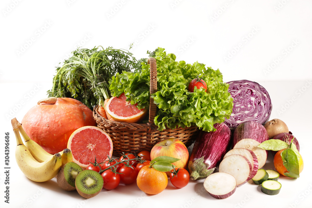 fruit and vegetable isolated on white background fruit and vegetable isolated on white background