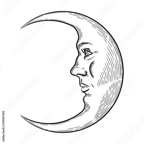Vector hand drawn illustration of sun and moon symbols, sketch style. Boho flash tattoo design sun and crescent moon, moon rituals 