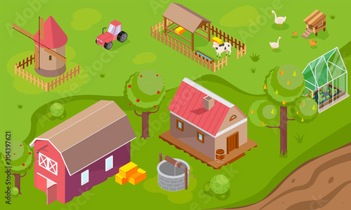Countryside Isometric Background