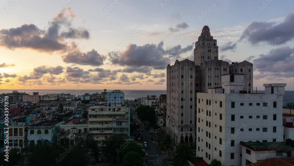 Aerial Beautiful Time lapse view of the residential neighborhood in the Old Havana City, Capital of Cuba, during a colorful and cloudy sunset. Aerial Beautiful Time lapse view of the residential neighborhood in the Old Havana City, Capital of Cuba, during a colorful and cloudy sunset.