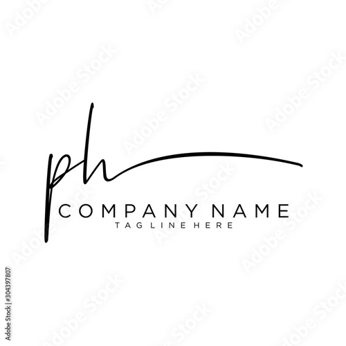 Initial letter PH Signature handwriting Logo Vector