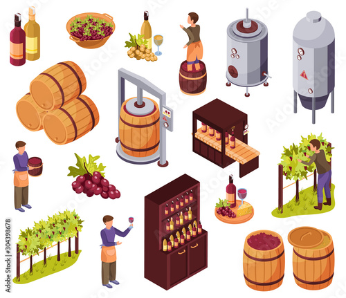 Wine Production Icons Set